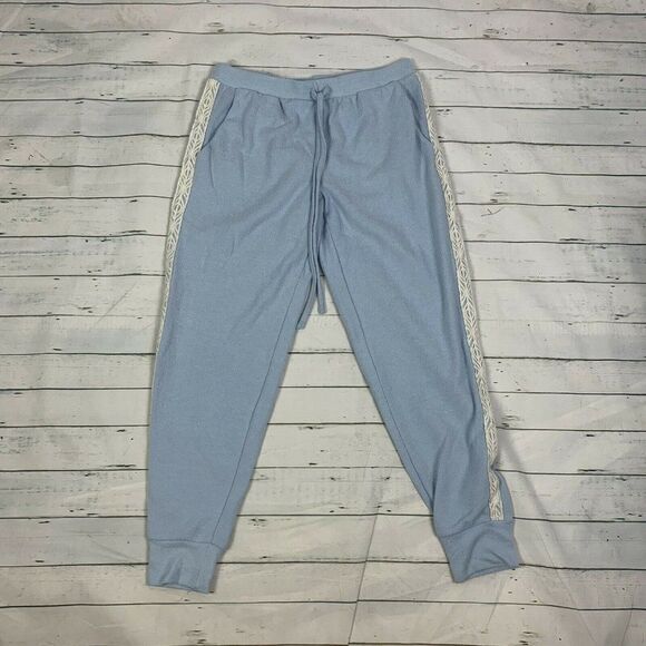 Flora Nikrooz blue tuxedo stripe lace jogger pants anthropologie size la… - Picture 3 of 4